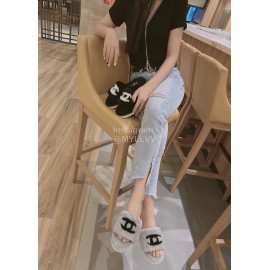 Chanel Winter Wool Slippers For Women Gray
