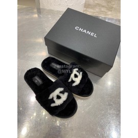 Chanel Winter Wool Slippers For Women Black