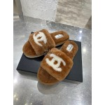 Chanel Winter Wool Slippers For Women Brown