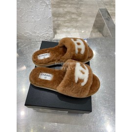 Chanel Winter Wool Slippers For Women Brown