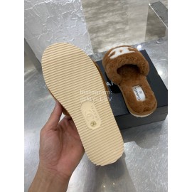 Chanel Winter Wool Slippers For Women Brown