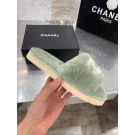 Chanel Winter Wool Slippers For Women Green