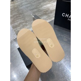 Chanel Winter Wool Slippers For Women Green