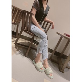 Chanel Winter Wool Slippers For Women Green