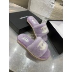 Chanel Winter Wool Slippers For Women Purple