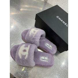 Chanel Winter Wool Slippers For Women Purple