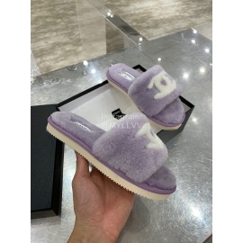 Chanel Winter Wool Slippers For Women Purple