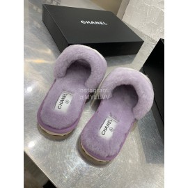 Chanel Winter Wool Slippers For Women Purple