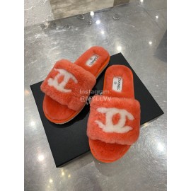 Chanel Winter Wool Slippers For Women Orange