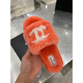 Chanel Winter Wool Slippers For Women Orange