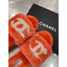 Chanel Winter Wool Slippers For Women Orange