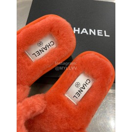 Chanel Winter Wool Slippers For Women Orange