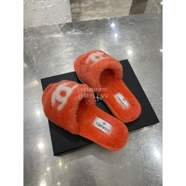 Chanel Winter Wool Slippers For Women Orange