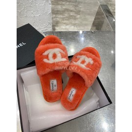 Chanel Winter Wool Slippers For Women Orange