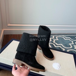 Chanel Warm Wool Boots Black