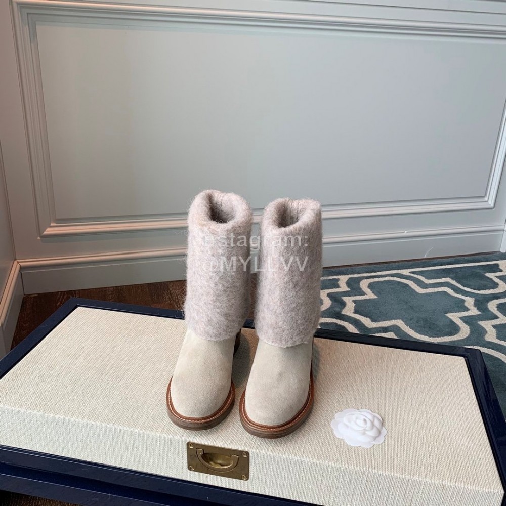 Chanel Warm Wool Boots White