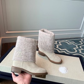 Chanel Warm Wool Boots White