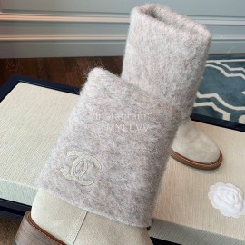 Chanel Warm Wool Boots White