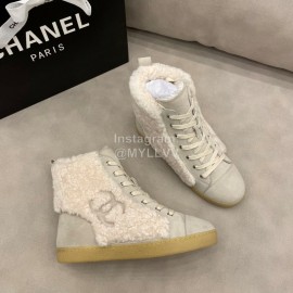 Chanel Winter Flat Boots Gray