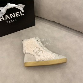 Chanel Winter Flat Boots Gray