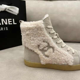 Chanel Winter Flat Boots Gray