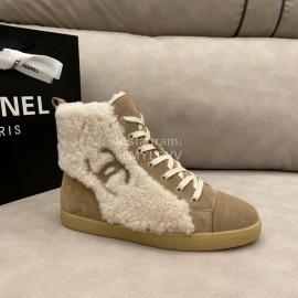Chanel Winter Flat Boots Brown