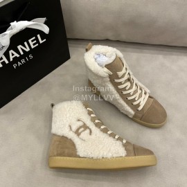 Chanel Winter Flat Boots Brown