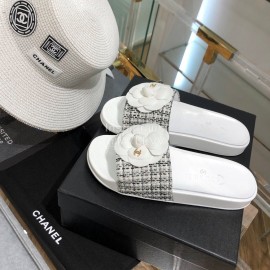 Chanel Camellia Sheepskin Slippers