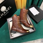 Chanel Brown Leather Boots