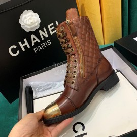Chanel Brown Leather Boots