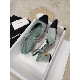 Chanel Blue Silk High Heels