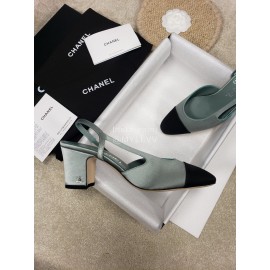 Chanel Blue Silk High Heels