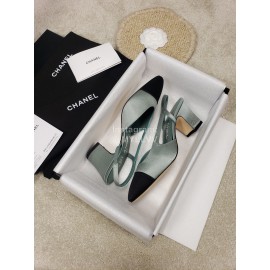 Chanel Blue Silk High Heels