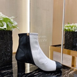 Chanel Black And White Short Boots