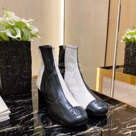 Chanel Black And White Short Boots