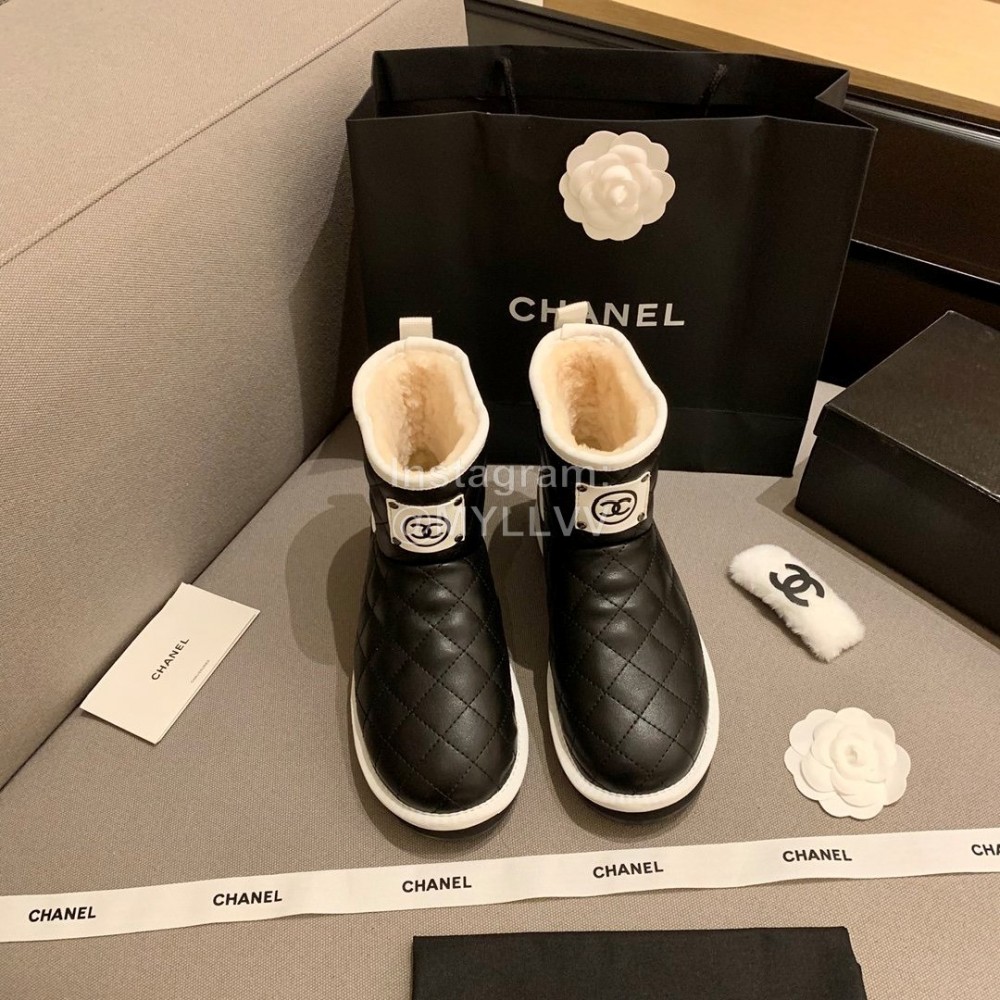 Chanel Black Diamond Plaid Boots