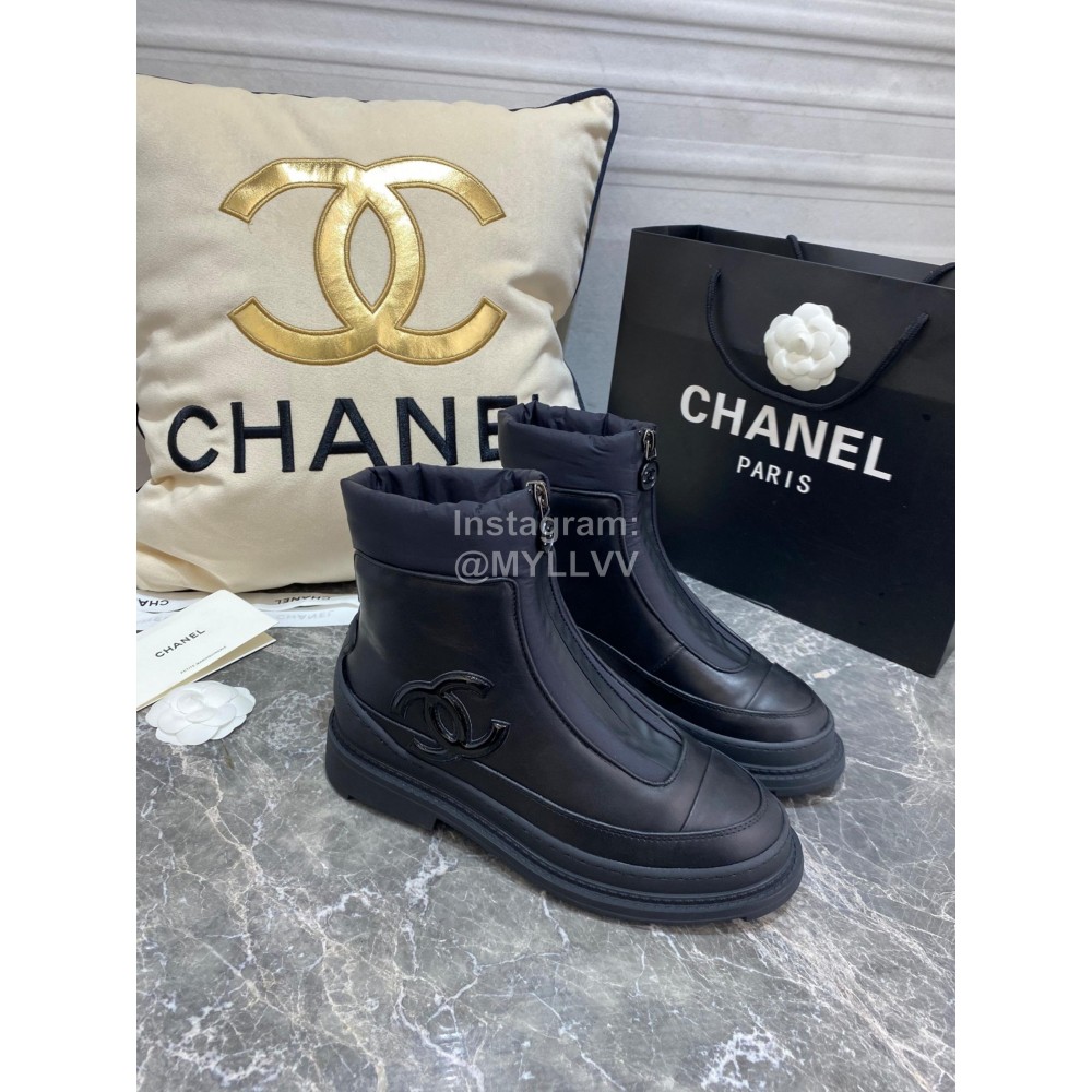 Chanel Black Thick Soled Wool Boots