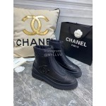 Chanel Black Thick Soled Wool Boots