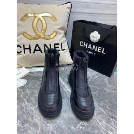 Chanel Black Thick Soled Wool Boots