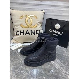 Chanel Black Thick Soled Wool Boots