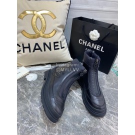 Chanel Black Thick Soled Wool Boots