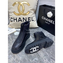 Chanel Black Thick Soled Wool Boots