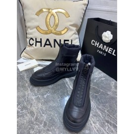 Chanel Black Thick Soled Wool Boots