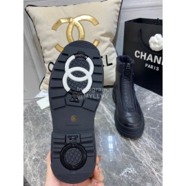 Chanel Black Thick Soled Wool Boots