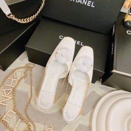 Chanel White Camellia High Heel Sandals