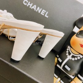 Chanel White Camellia High Heel Sandals