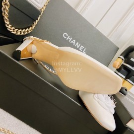 Chanel White Camellia High Heel Sandals