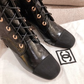 Chanel Black Cowhide High Heeled Boots