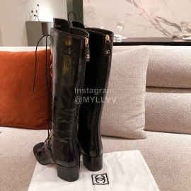 Chanel Black Cowhide High Heeled Boots