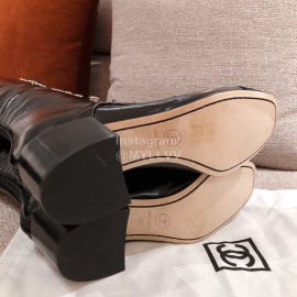 Chanel Black Cowhide High Heeled Boots